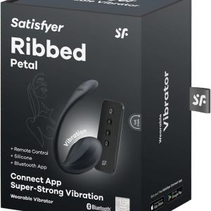 Wibrujące jajeczko na pilot lub aplikację czarne Satisfyer Ribbed Petal 73-4002767 - obrazek 7